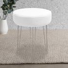 Banqueta Alta Julia Industrial 55cm Ferro Cinza Suede Branco - Ahazzo Móveis