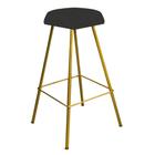 Banqueta Alta Lari Eiffel Hexágono Bancada Bar Balcão Bistrô Ferro Dourado Suede Cinza - Ahazzo Móveis