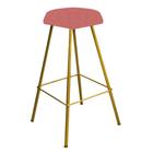 Banqueta Alta Lari Eiffel Hexágono Cozinha Bar Balcão Bistrô Ferro Dourado Suede Rose Gold - Ahz Móveis