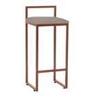 Banqueta Alta Lina Industrial Cozinha Bar Balcão Bistrô Ferro Bronze Suede Bege - Ahazzo Móveis