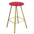 Banqueta Alta Loni Eiffel Industrial Bar Balcão Bistrô Ferro Dourado Tecido Sintético Vermelho - Ahazzo Móveis