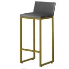 Banqueta alta luxo dani com encosto - base metal dourado - HOUSE