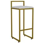 Banqueta Alta Para Cozinha Sala De Jantar Hanna L02 Dourado Linho Cinza - Lyam Decor