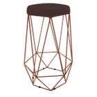 Banqueta Aramado Hexagonal Base Bronze Suede Marrom Escuro