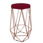 Banqueta Aramado Hexagonal Base Bronze Suede Marsala