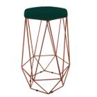 Banqueta Aramado Hexagonal Base Bronze Suede Verde Militar