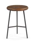 Banqueta Baixa Tampa com Impressão Rustic Brown Base Aço Grafite 51cm - 50787 - Sun House