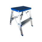 Banqueta Bilateral Prática Alumínio 2 Degraus Alumasa Cor Azul