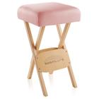 Banqueta de massagem dobrável Saloniture Wood com estojo de transporte rosa