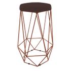 Banqueta Decorativa Aramado Hexagonal Base Bronze Suede Diversas Cores