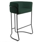 Banqueta Decorativa Base Aço Preto Betina B-303 Veludo Verde Musgo - Domi