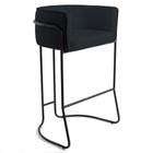 Banqueta Decorativa Base Aço Preto Betina C-05 Corano Black - Domi