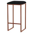 Banqueta Decorativa Billie Base Bronze Suede Preto G41 - Gran Belo