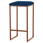 Banqueta Decorativa Billie Base Bronze Veludo Azul G41 - Gran Belo