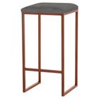 Banqueta Decorativa Billie Base Bronze Veludo Cinza G41 - Gran Belo