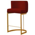 Banqueta decorativa emily base metal dourado