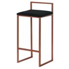 Banqueta Decorativa Jasmine Base Bronze Veludo Preto G41 - Gran Belo