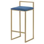 Banqueta Decorativa Jasmine Base Gold Suede Azul Marinho G41 - Gran Belo