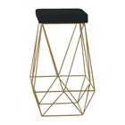 Banqueta Decorativa Kathy Base Gold Veludo Preto G41 - Gran Belo