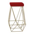 Banqueta Decorativa Kathy Base Gold Veludo Vermelho G41 - Gran Belo