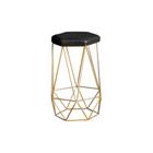 Banqueta Decorativa Rubel Base Gold PU Sintético Preto G41 - Gran Belo