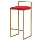 Banqueta Decorativa Selena Base Gold Suede Vermelho G41 - Gran Belo