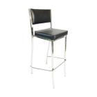 Banqueta EMPILHÁVEL cromada Altura 65cm assento e encosto preto