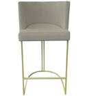 Banqueta Toquio Base de Ferro Sued Bege - D'Classe Decor