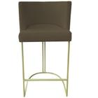 Banqueta Toquio Base de Ferro Sued Marrom Rato - D'Classe Decor