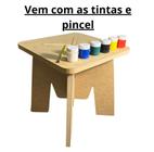 Banquinho Infantil MDF com kit de pinturacom pincel "Meu Primeiro Banquinho".