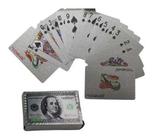 Baralho Prateado cinza brilhante Dólar Poker Truco cartas