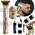 Barbeador Buda Prateado Elétrico USB para Acabamento Desenhos Detalhes Pezinho de Cabelo Pelos