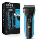 Barbeador elétrico Braun Série 3 com aparador de precisão azul/preto