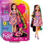 Barbie Boneca Totally Hair Vestido Listrado Colorido - Mattel HCM90