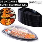 Barca Super Big Boat com Tampa para Delivery Sushi Lanches Açaí Praticpack - 1,5L 51x24,5x6,5cm - 20 Unidades