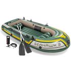 Barco Bote Seahawk 3 Com Remo De Alumínio E Bomba
