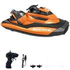 Barco Lancha Moto Jet Sky Controle Remoto Bat Recarregável Super Rápido Cor Laranja