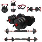 Barra Anilha Halter Kettlebell Kit Musculação Completo - 30kg - YANGFIT