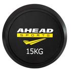 Barra Reta Montada 15 Kg As3009 Ahead Sports Preto E Amarelo