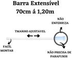 Barra Varão Varal Extensível Para Cortina Banheiro Box Extensor 70x120