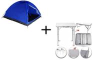 Barraca 4 pessoas camping + mesa dobrável maleta 60 x 45cm - OMEGA