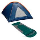 Barraca Camping Panda Iglu 3 Pessoas + Saco de Dormir Freedom Baixas Temperaturas Verde/Cinza - NTK