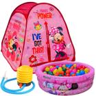 Barraca Com Bolinhas Dobrável Minnie Rosa Toca Toquinha Casinha Infantil Piscina Infantil Criança Bebê 100 Litros Rosa Minnie Inflador - Zippy Toys