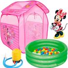 Barraca Com Bolinhas Infantil Toca Minnie Cabana Casinha Menina Rosa Piscina 80 Litros v80 Bomba - Zippy Toys