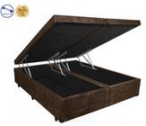Base Box Baú Blindado Queen Bipartido AColchoes Suede Marrom 41x158x198