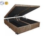 Base Box Baú King Bipartido Belos Sonhos Suede Bege 49x193x203