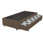 Base Box+Cama Auxiliar com Colchão de Espuma Solteiro 88x188x24cm Marrom Cristalflex