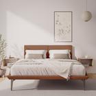 Base Box Cama Japonesa Toquio Queen com Cabeceira Almofada Linho Telha