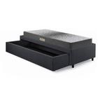 Base Box Cama Solteiro Sapateira Linho Cinza e Colchão Dual Firm Ecoflex 88x188