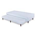 Base Box com Cama Auxiliar Bibox Sommier Eco Branco Pés de Madeira Viúva Solteirão 110x200x26